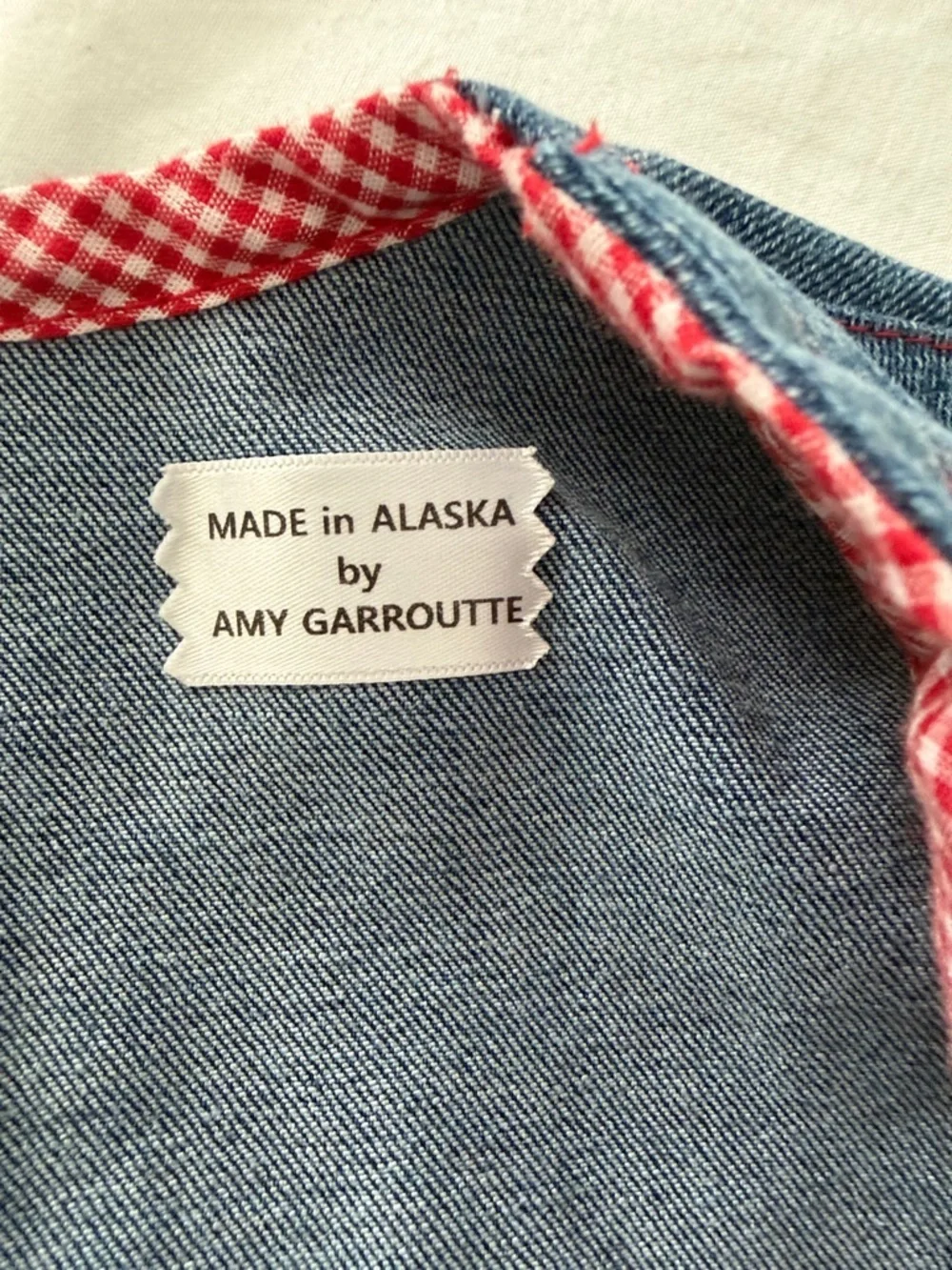 Kids Reversible Denim Vest with Red Gingham Sailboat baby 6 months